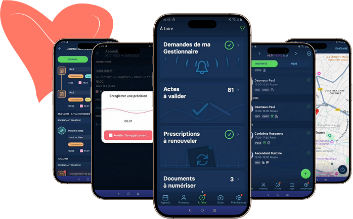 Des smartphones avec des visuels de l'application Albus